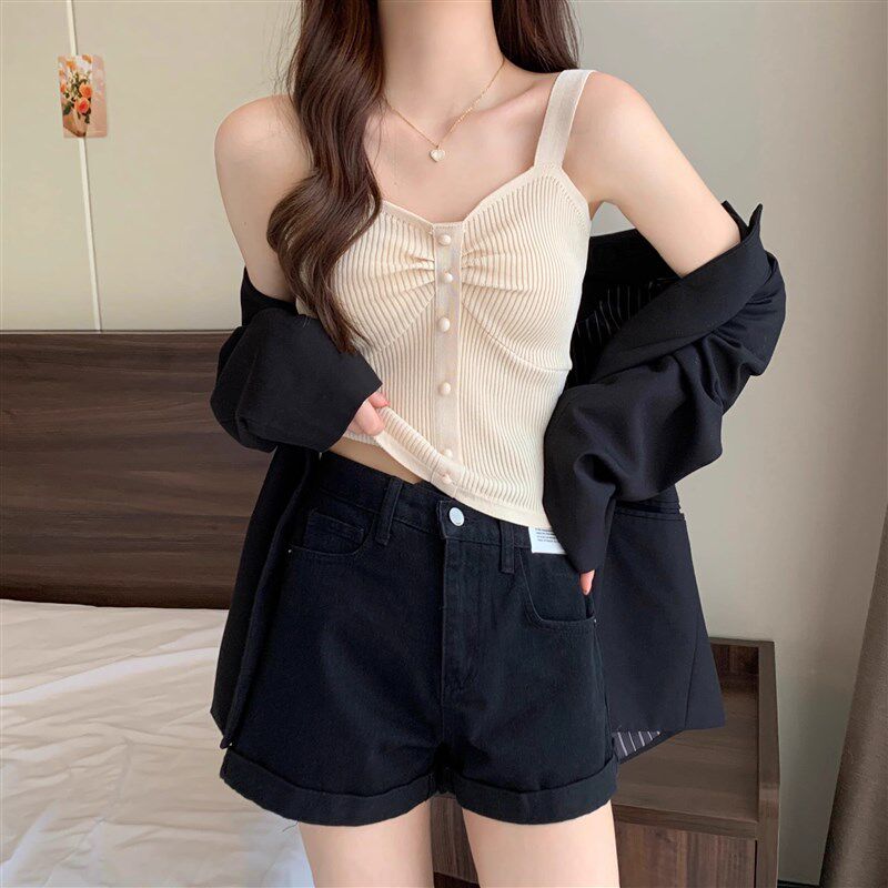 极速白色短款内搭j针织美式吊带背心女夏季穿搭性感外穿无袖打底