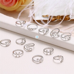 极速New Couple Ring Set Gold Sliver ZodiaLc Sign Rings Set F