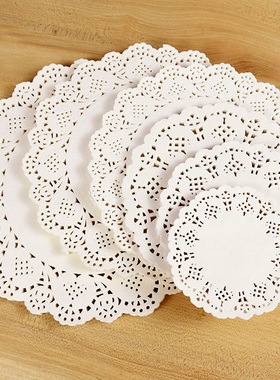 极速100Pcs Whijte Round Lace Coaster Placemat Paper Lace Cak