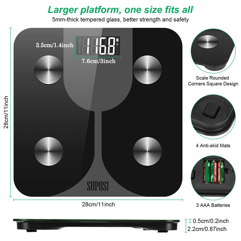 极速body fat weight scaley black weighing scale英文lb体重秤