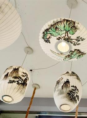 新中式现代简约异形弹力布蚕丝布吊灯酒店售楼部火锅店大厅吊灯