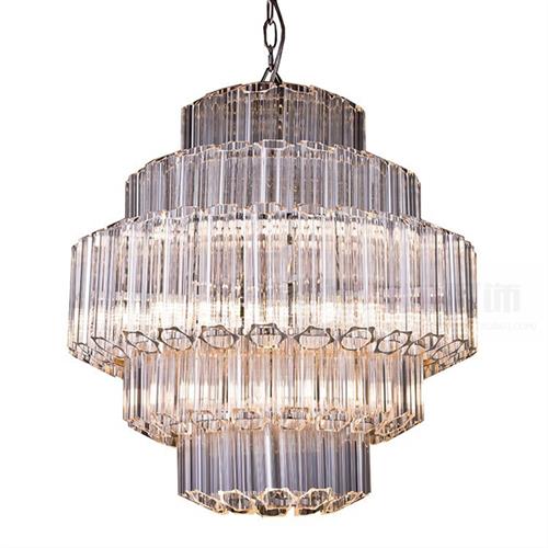 六角梅花玻璃棒吊灯现代简约复古奢华RH美式设计师软装别墅灯具