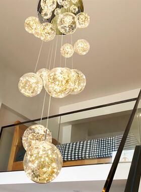 满天星挑空楼梯灯长吊灯复式楼现代简约轻奢别墅公寓客厅灯具