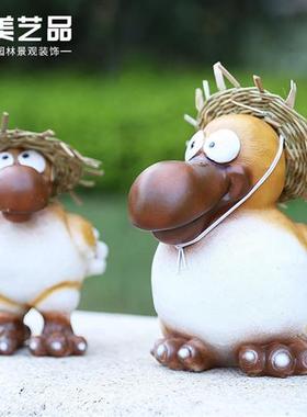 树脂工艺品厂家玻璃钢动物雕塑花园庭院装饰品卡通鸭子大嘴鸟摆件