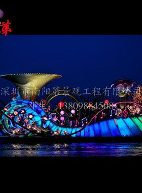 江南景点旅游宣传道具凤凰灯饰凤凰彩船夜游彩船布艺水景灯