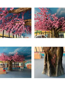 广东高仿真桃花树玻璃钢大树造景大型许愿树婚庆室内包柱假樱花树