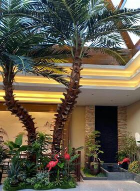 来图定制仿真棕榈树景区酒店室内人造大型玻璃钢仿真假棕榈树