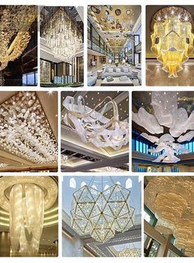 大型工程艺术荷叶楼梯长水晶吊灯酒店大堂别墅售楼部沙盘灯具