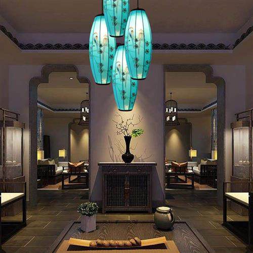 中式禅意布艺小吊灯酒店装饰用灯饭店灯具中国风古典灯笼手绘灯,家装灯饰光源,客厅吊灯,淘宝优惠券,粉丝福利购,淘宝优惠卷