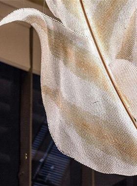 酒店大堂别墅羽毛灯工程定制创意造型吊灯现代楼道非标工程灯