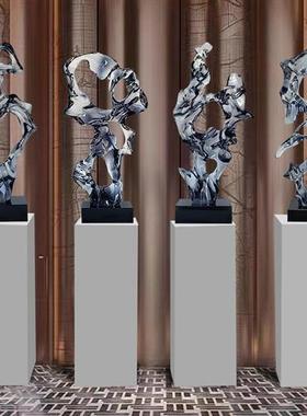 现代酒店玄关创意抽象摆件透明树脂太湖石雕塑别墅样板房软装饰品