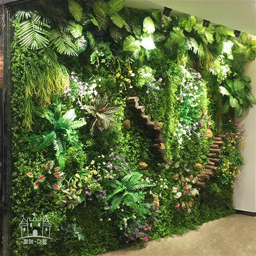 仿真植物墙背景墙门头店招牌装饰花墙绿色塑料假花尤加利绿植墙
