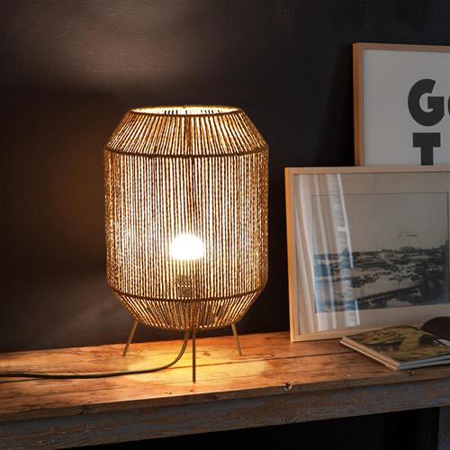 日式复古麻绳台灯布艺书房客厅卧室床头灯民宿手工编织侘寂风台灯