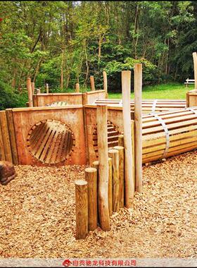 木质隧道圆管儿童无动力乐园游艺设施定制原木造型攀爬游乐装置