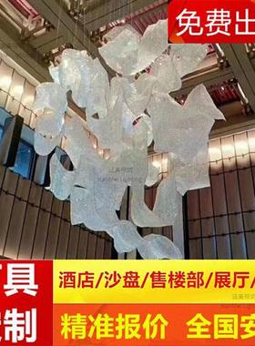 酒店大堂会所展厅水晶菠萝珠网高端酒店装饰吊灯厂家
