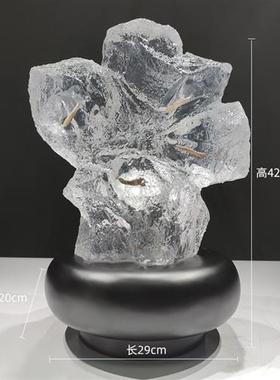 透明落叶石头镶嵌树叶工艺品摆件酒店大堂大厅样板房间客厅摆件