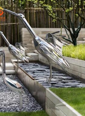 厂家供应户外景观雕塑酒店金属庭院园林广场酒店镜面动物水景雕塑