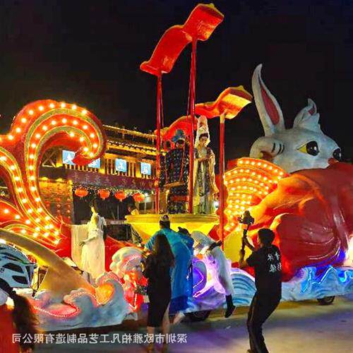 大型花车玻璃钢发光花船巡游玻璃钢国风节日美陈电动车花车斗