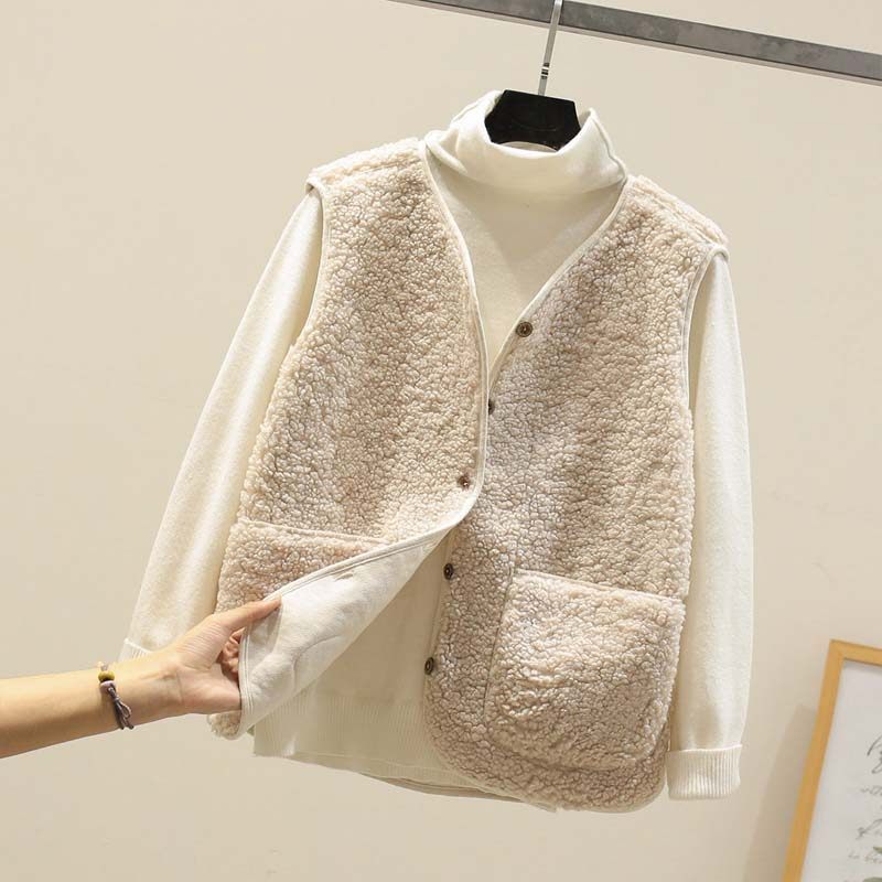 极速Autumn Fleece Women Vest WaistcEoat Winter White Vest Sl