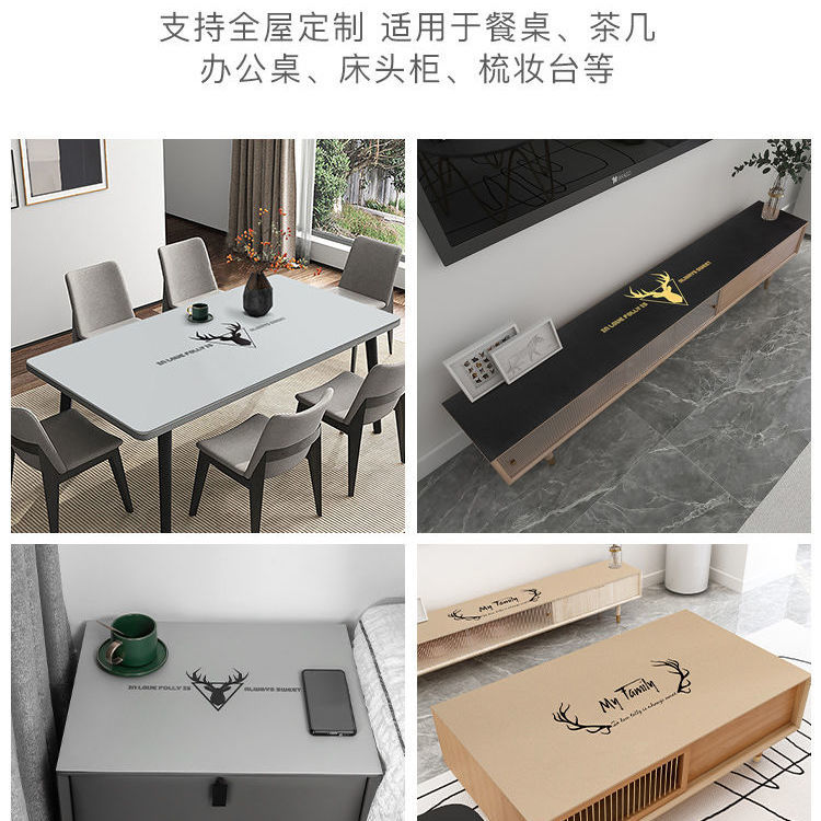 极速墨绿色床头柜北n欧垫子防水皮革桌垫盖布卧室桌面垫轻奢桌布