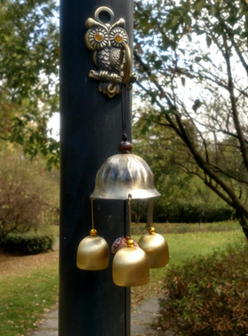 极速可爱猫头鹰清新风格挂饰门饰纯铜门铃铛欧式房W间客厅铜风铃