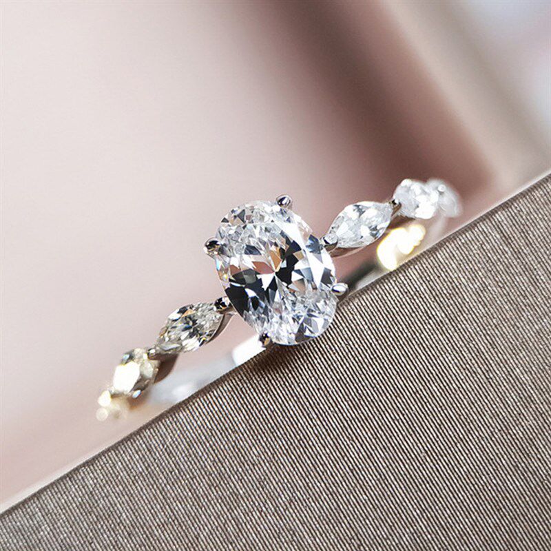 极速Huitan Dainty Womens Engagement Rings AAA Cubic Zircon S