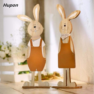 Easter Rabbit 极速2pcs StandiVng Wooden 43cm Bunny Large
