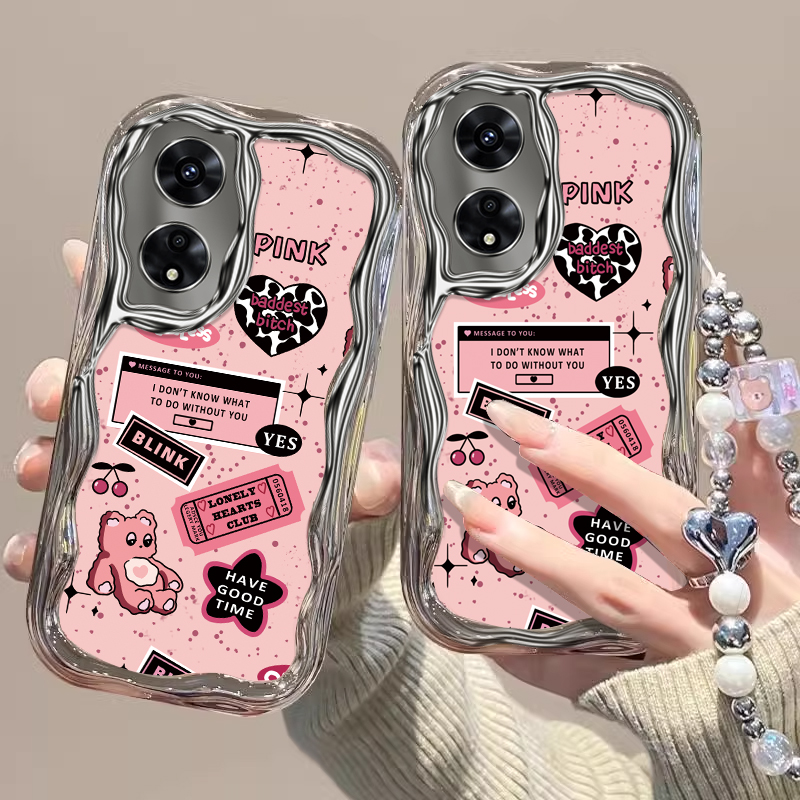 适用OPPOA98手机壳新款电镀A2x奶油纹A3Pro可爱A58x防摔A11x保护套A15G爱心小熊A72的A35时尚A55潮流A92s女款