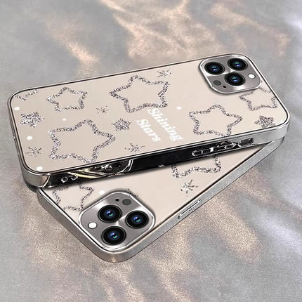 适用苹果16promax手机壳15pro新款14plus时尚13电镀镜面12潮流11全包8/7镜面五角星6s颜值xr防摔xs保护se3/2