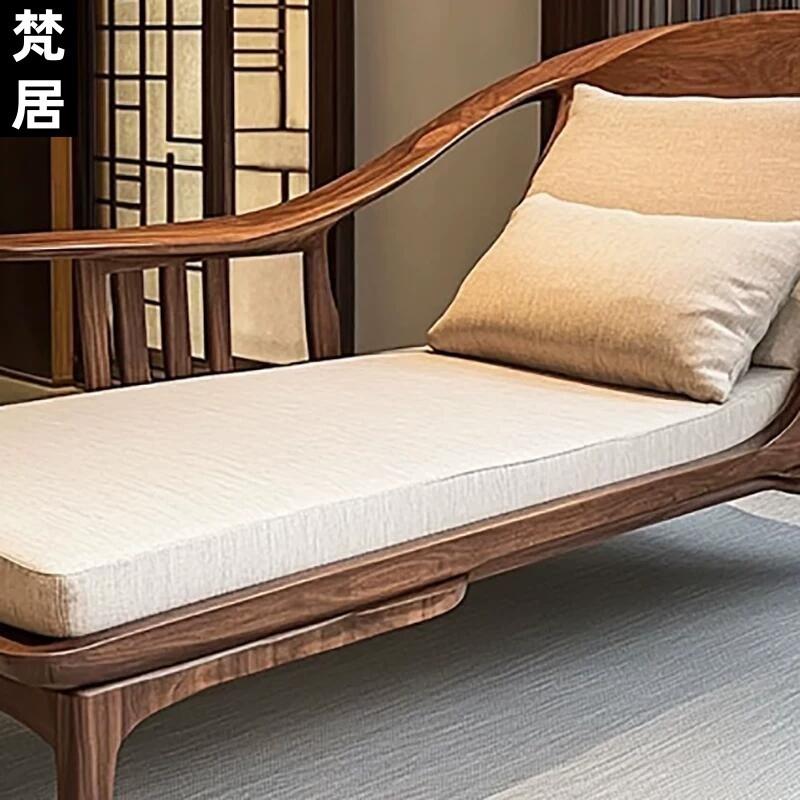 新中式黑胡桃木贵妃椅禅意简约实木罗汉床贵妃榻卧室小户型沙发床