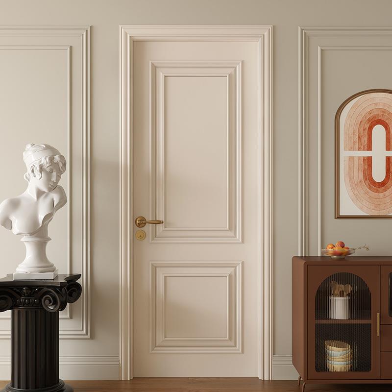 定制法式实木烤漆门复古风卧室门房间门白色欧式扣线室内门套装门