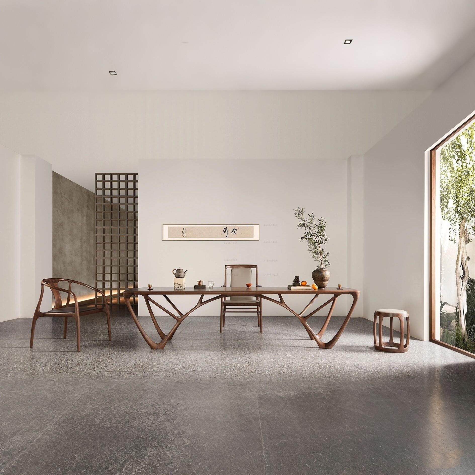 北美黑胡桃全原木茶桌新中式茶台客厅办公室禅意全实木喝茶泡茶桌