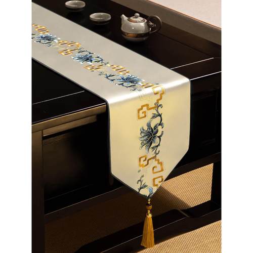 新的中国风可及豪华桌旗防水织物，茶席，茶席，茶桌，茶旗，餐桌