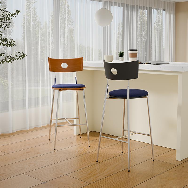 北欧吧台椅设计师靠背家用高脚凳酒吧椅咖啡厅简约吧椅铁艺靠背椅