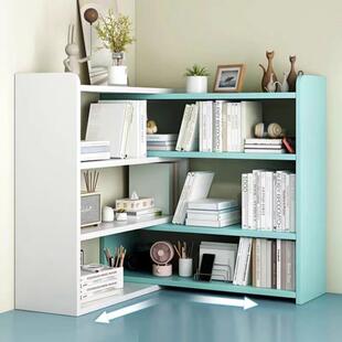 台面书架可伸缩简易工作站办公桌角两层储物架凸窗角小书柜