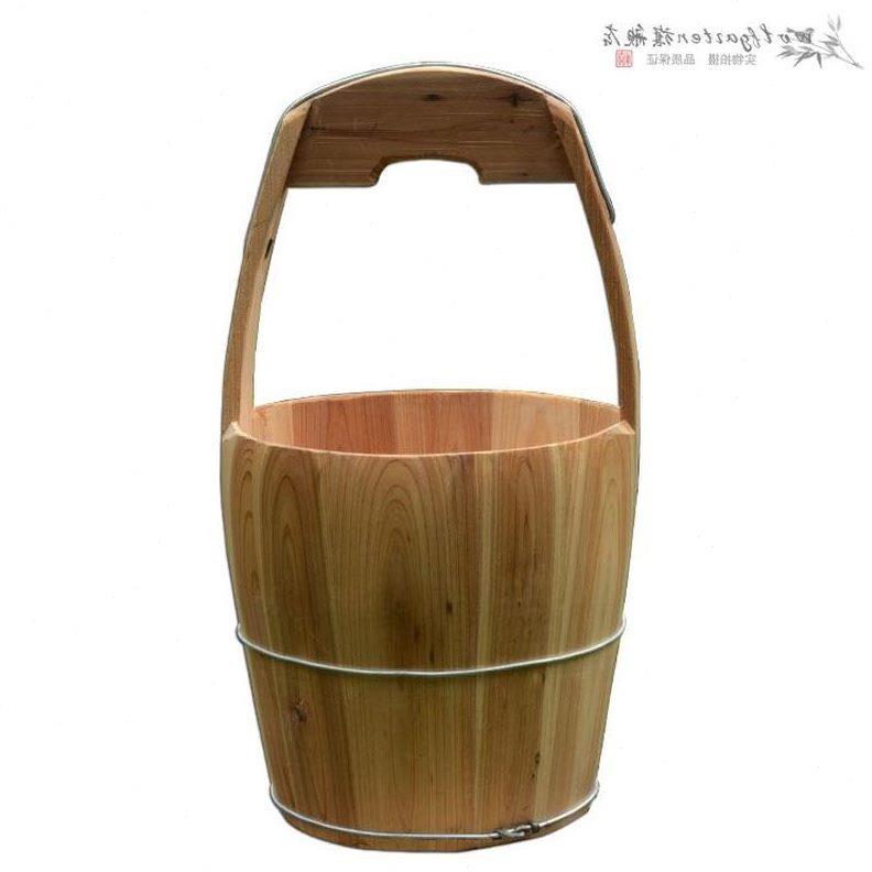 藤编定做传统手工木提桶足浴桶泡脚木桶洗脚盆木盆加厚挑水提水桶