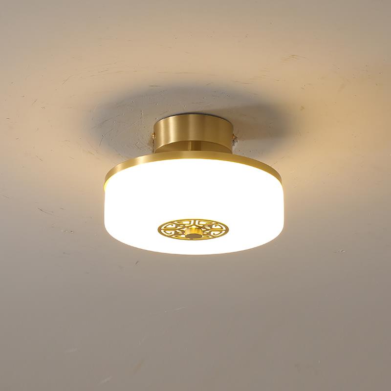 玄关过道走廊灯全铜吸顶灯新中式led灯中国风小卧室房间阳台灯具