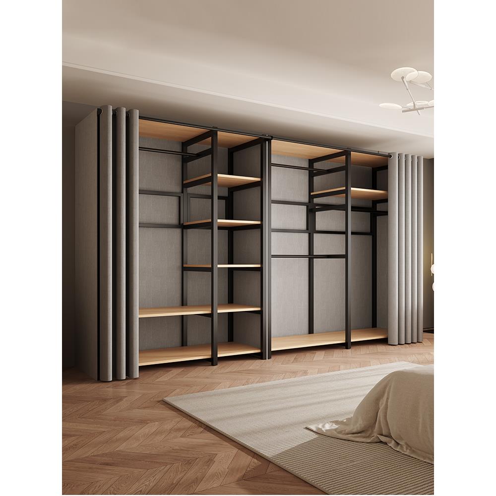 衣柜一体组合家用卧室衣帽间步入简易组装金属小型衣橱钢架开放式