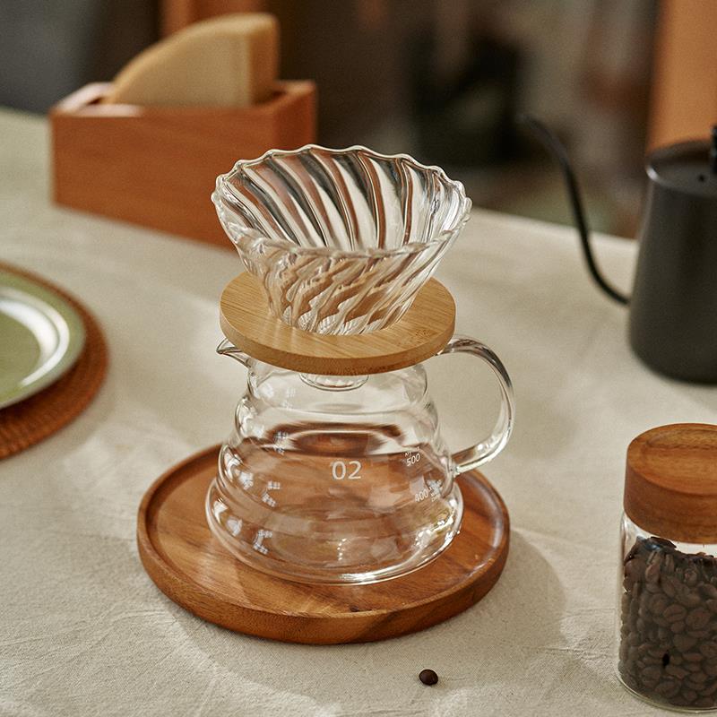 肆月 手冲咖啡壶云朵过滤滤杯萃取杯过滤器分享套装器具长嘴小v60