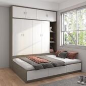 边柜床一体榻榻米床小户型单人床1.2米次卧实木储物衣柜子组合床