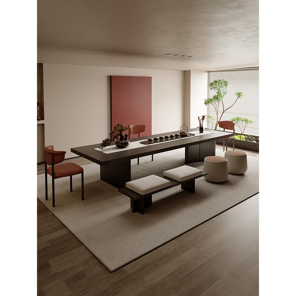 吉赠实木喝茶桌椅组合现代简约诧寂大板茶台茶室办公客厅家用