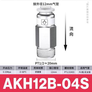 新款气动单向阀气体止回阀止逆阀排气阀空压机气管快插接头AK包邮