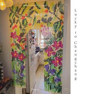 花朵ins风串珠门帘植物花卉珠帘隔断挂帘玄关卧室阳台装 饰珠帘