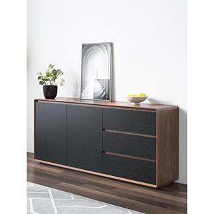 壁挂式 纳维亚胡桃黑色一体式 餐厅存储入口 斯堪 餐具柜现代简单