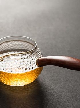 晟窑 耐热玻璃侧把锤目纹公道杯加厚茶海功夫茶具分茶器茶漏套装