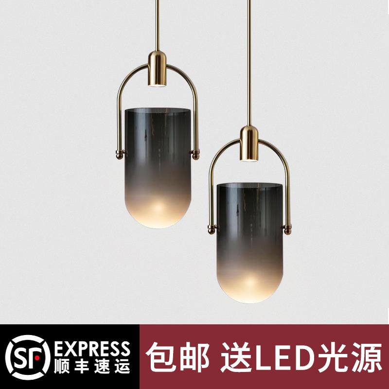 北欧单头小吊灯 玻璃饭厅吧台咖啡厅创意床头卧室电视背景墙吊灯