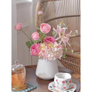 《雅致》餐桌花彷真花摆设玫瑰假花客厅干花束插花艺摆件花装饰品