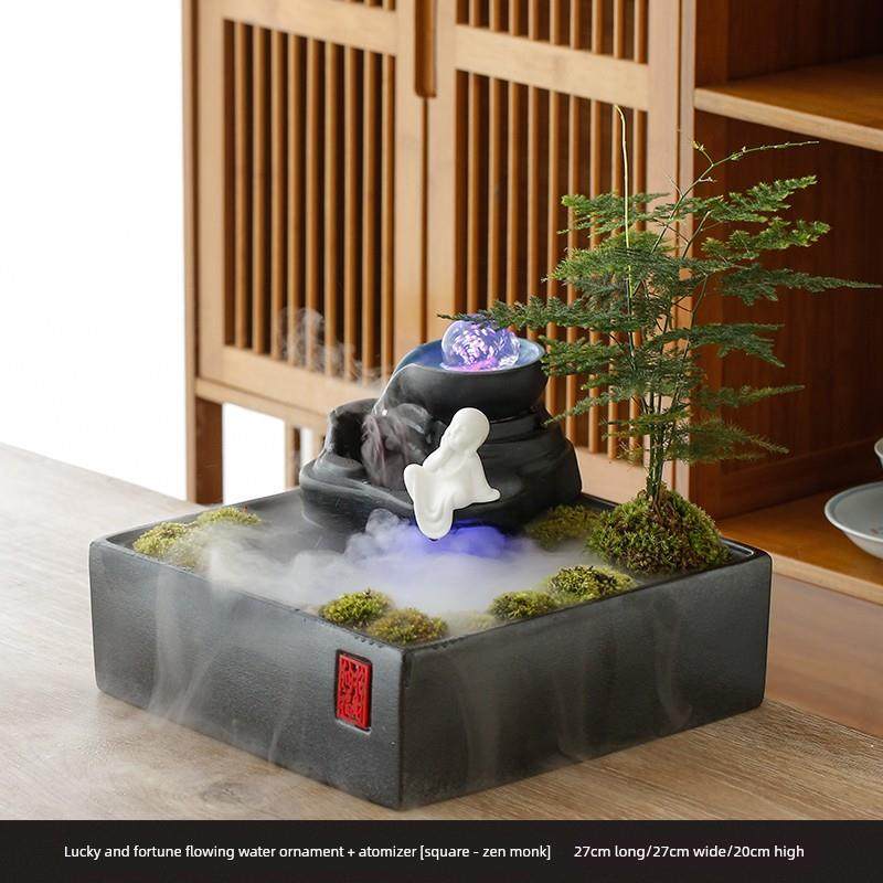 陶瓷流水喷泉循环水生招财客厅办公室风水轮茶桌玄关微盆景观摆件