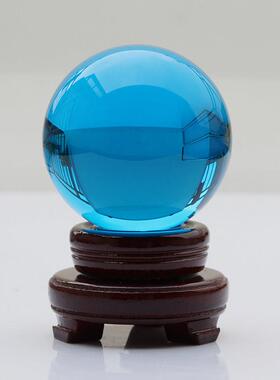 蓝色人造水晶球电视柜橱窗装饰玄关隔断家居客厅办公书桌玻璃摆件