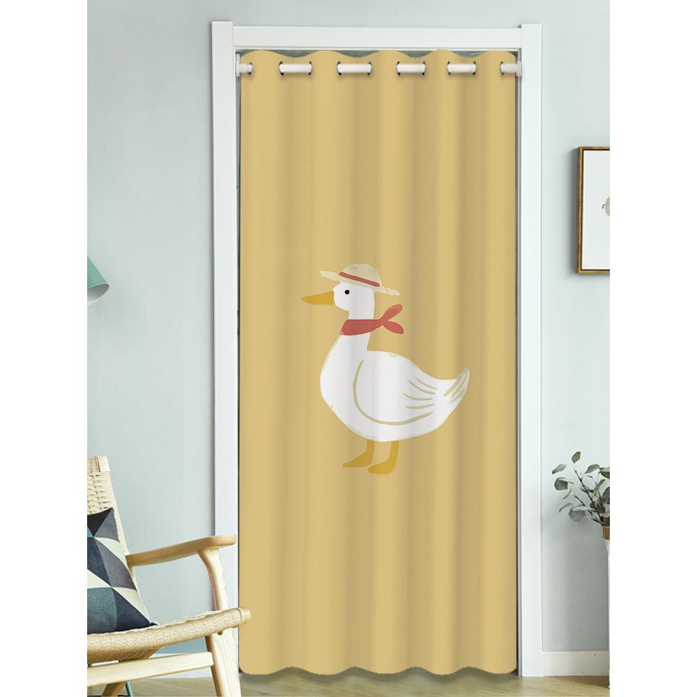 免打孔隔断帘儿童房卡通门帘试衣间家用卧室厨房宿舍挡风布艺拉帘